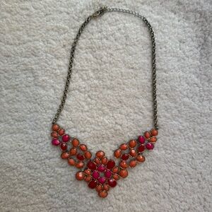 Bohemian Orange and Pink Beaded Necklace
